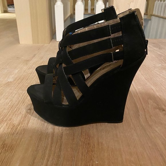 Black Platform Wedges - Picture 1 of 2